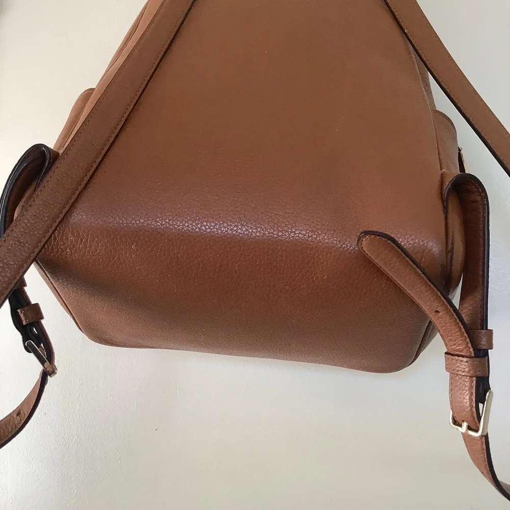 Kate Spade Leila Pebbled Leather Medium Dome Backpack Warm Gingerbread K8155